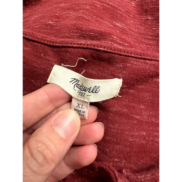 Madewell heathered cranberry half button up drawstring jumpsuit women's XL - Picture 3 of 4
